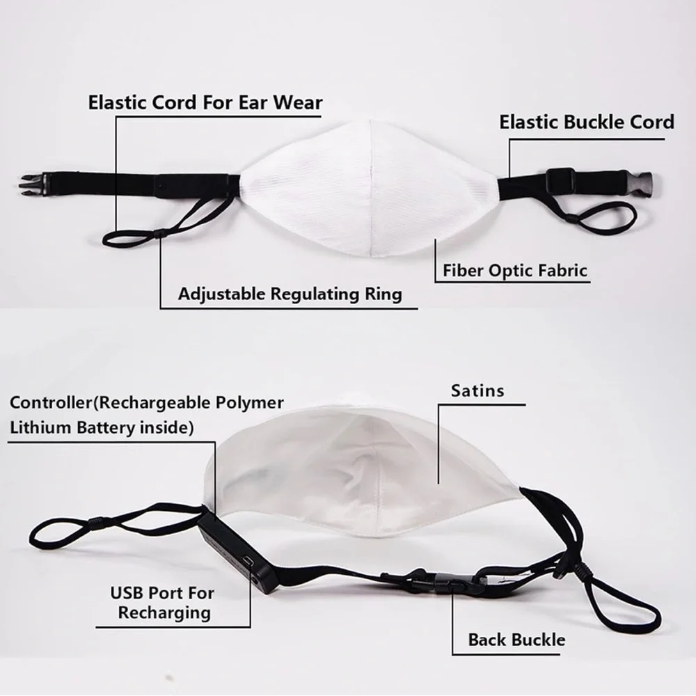 NWT- Teczero LED fiber optic rave face mask